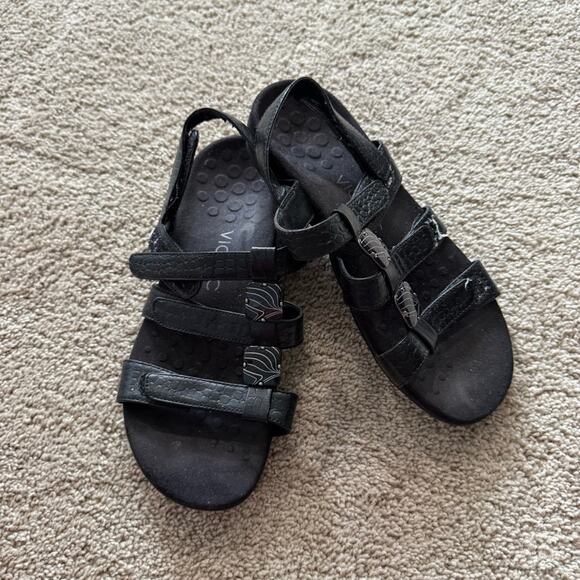 Vionic Shoes - Vionic Orthaheel Black Strappy Slingback Sandals Womens Size 7 Crocodile Reptile
